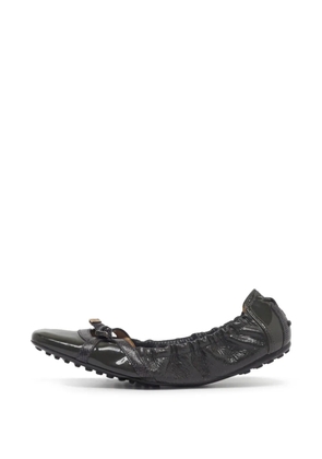 Tod's Vintage lizard-embossed bow ballet flats - Green