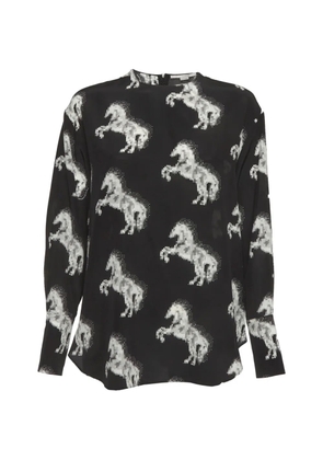 Stella McCartney Pre-Owned horse-print silk blouse - Black