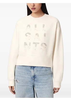 AllSaints bead-embellished cropped sweatshirt - Neutrals