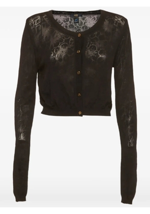 Roberto Cavalli Vintage floral-patterned cropped cardigan - Black