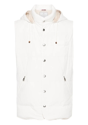 Brunello Cucinelli detachable-hood quilted gilet - White