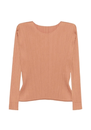 Pleats Please Issey Miyake pleated long-sleeve T-shirt - Orange