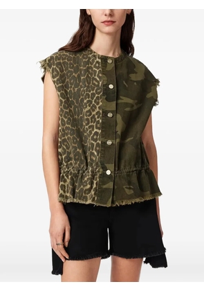 AllSaints Sofi leopard-print camouflage waistcoat - Green