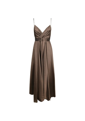 Blanca Vita maxi bow-detail pleated-waist dress - Brown