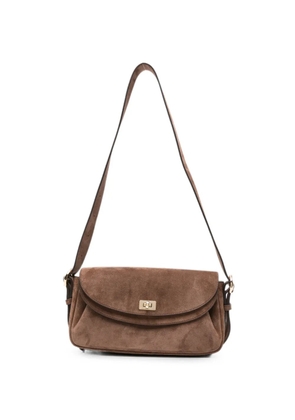 SANDRO City suede twist-lock shoulder bag - Brown