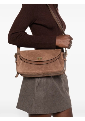 SANDRO City suede twist-lock shoulder bag - Brown