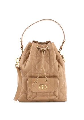 Christian Dior Pre-Owned Caro Quilted Leather Small bucket bag - Neutrals