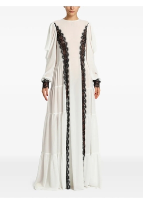 MIAU by Clara Rotescu Maren lace-trimmed tiered gown - White
