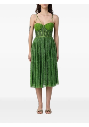 Elisabetta Franchi lace pleated midi dress - Green