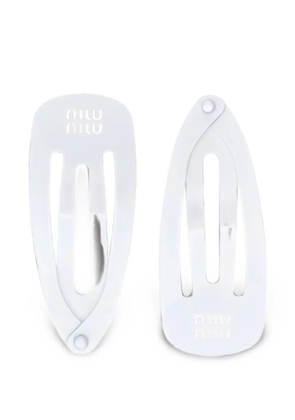 Miu Miu logo-embossed hair clips - White