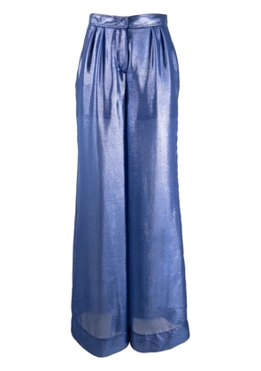 Alberta Ferretti metallic-finish wide-leg trousers - Blue