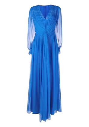 Alberta Ferretti bow-detail pleated gown - Blue