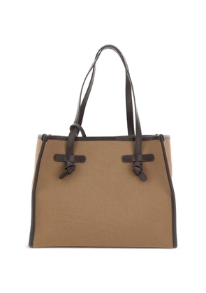 MARCELLA CLUB medium Marcella leather-trim canvas shoulder bag - Neutrals