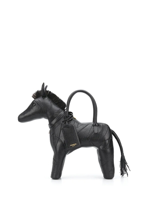 Thom Browne Zebra pebbled leather tote bag - Black