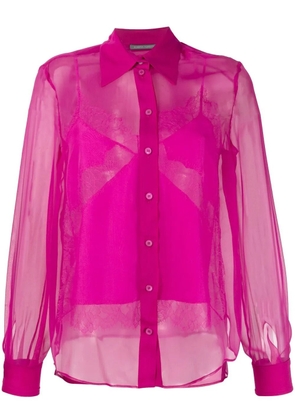 Alberta Ferretti silk sheer shirt - Pink
