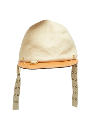 Christian Dior Pre-Owned leather-trim curved-brim cap - Neutrals