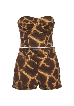 Dolce & Gabbana Pre-Owned giraffe-print shorts set - Brown