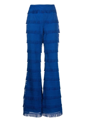 Alberta Ferretti fringe-detail boot-cut trousers - Blue