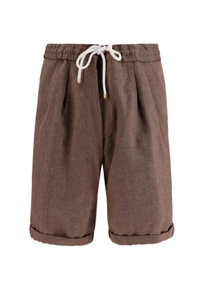 Brunello Cucinelli chevron-pattern pleated shorts - Brown