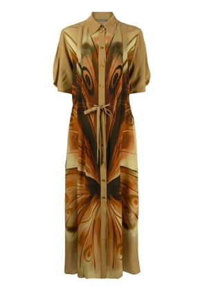 Alberta Ferretti abstract-print shirtdress - Neutrals