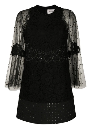Valentino Garavani floral lace embellished dress - Black