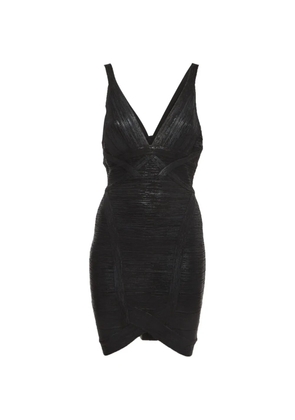 Hervé Léger Pre-Owned Bandage V-neck dress - Black