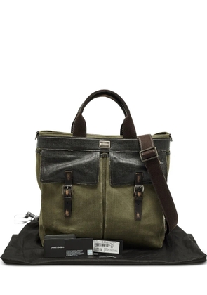 Dolce & Gabbana Pre-Owned distressed-finish canvas tote bag - Green