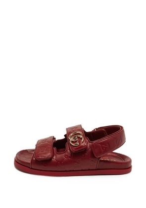 Gucci Pre-Owned Double-G Guccissima flat sandals - Red