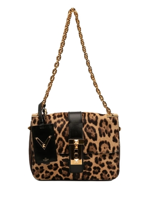 Valentino Garavani Pre-Owned 2000-2017 Pony Hair Leopard Print B Rockstud shoulder bag - Black