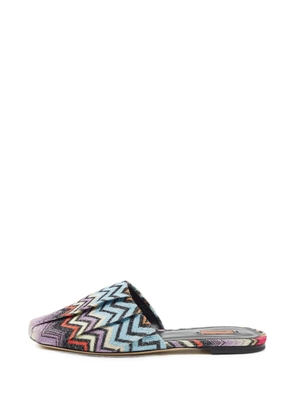 Missoni Pre-Owned geometric-weave flat mules - Blue