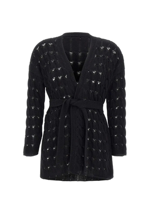 Kangra open-knit belted cardigan - Black