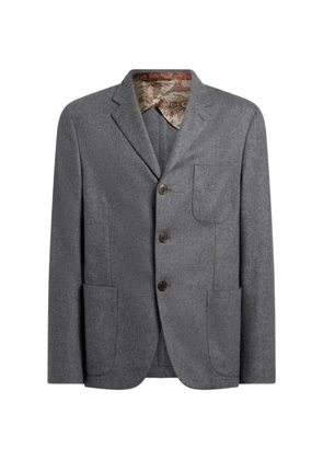 ETRO single-breasted jacket in plain-coloured wool-blend flannel - Grey