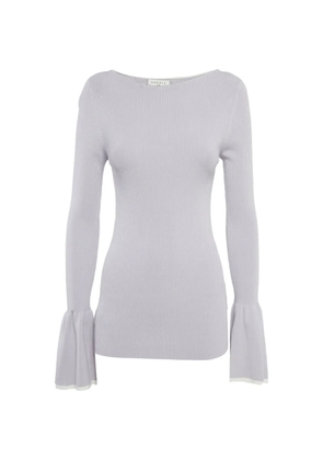 SANDRO ribbed-knit bell-sleeve top - Purple