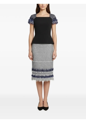 Roland Mouret tweed fringed midi skirt set - Black