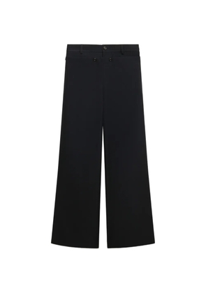 Marni black technical wool trousers with buttoned flap - Blue