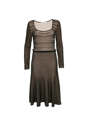 Valentino Garavani Pre-Owned crochet knit scoop neck midi dress - Brown