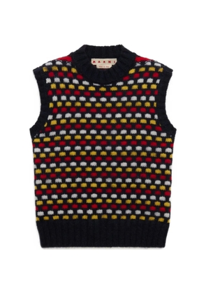 Marni red and blue jacquard Shetland wool vest