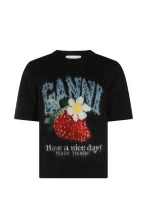 GANNI strawberry-intarsia sweater - Black