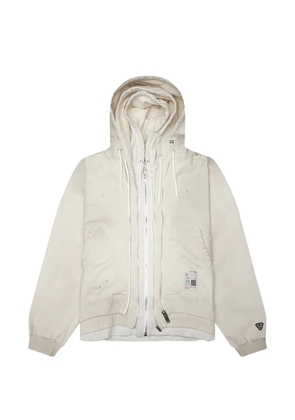 Maison MIHARA YASUHIRO triple-layered distressed zip-up hoodie - Neutrals