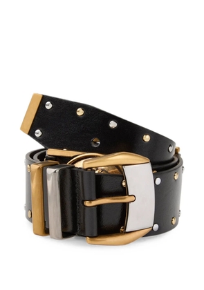 Versace studded leather belt 4 cm - Black