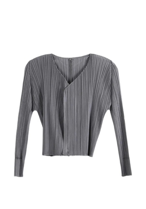 Pleats Please Issey Miyake pleated V-neck cardigan - Grey