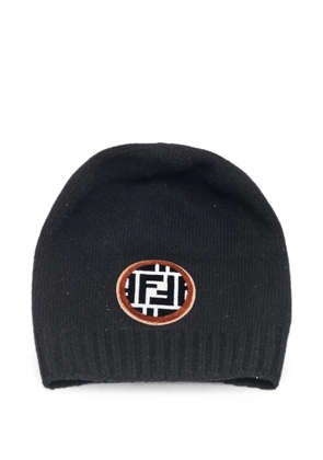 Fendi Pre-Owned Zucca appliqué beanie hat - Black
