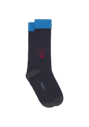 Marni deep blue wool-cashmere socks with crest logo