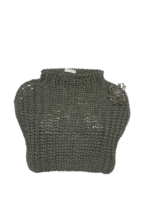 Brunello Cucinelli Vintage crochet floral-appliqué sleeveless cropped sweater - Grey