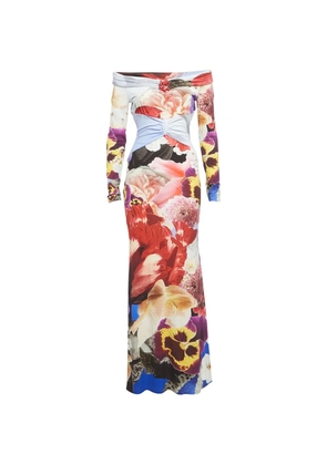 Roberto Cavalli Vintage floral-print off-shoulder maxi dress - Red