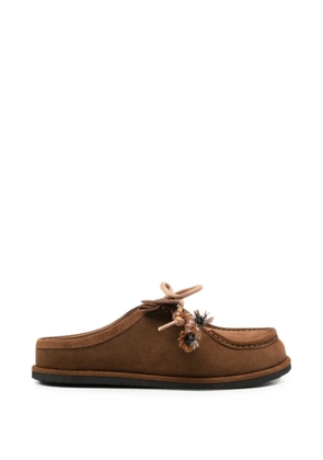 ADRIANNA FERETTI lace-up suede mules - Brown