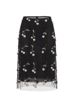 Monse cherry-embroidered midi skirt - Black