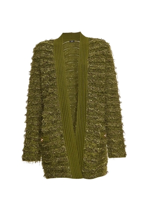 Balmain Pre-Owned longline tweed cardigan - Green