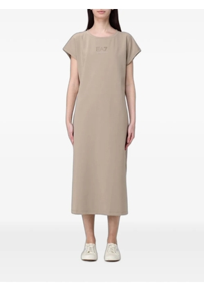 Ea7 Emporio Armani logo-print T-shirt midi dress - Neutrals
