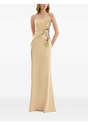 Gemy Maalouf strapless floral-detail maxi dress - Neutrals